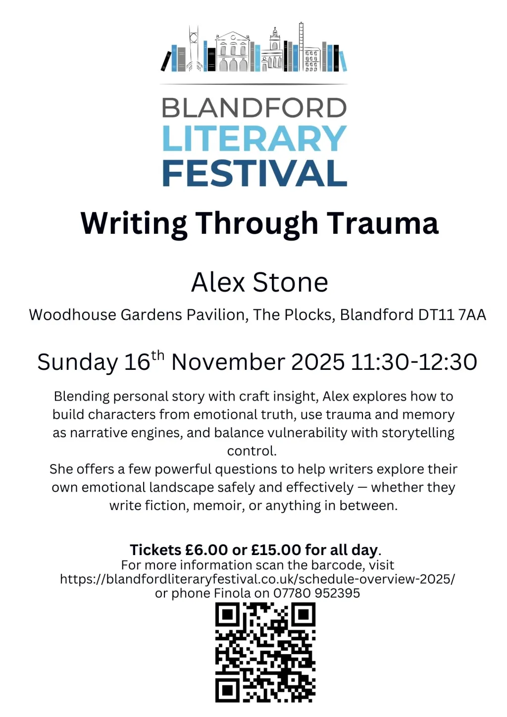 Blandford Literary Festival – Alex Stone : Writing Through Trauma